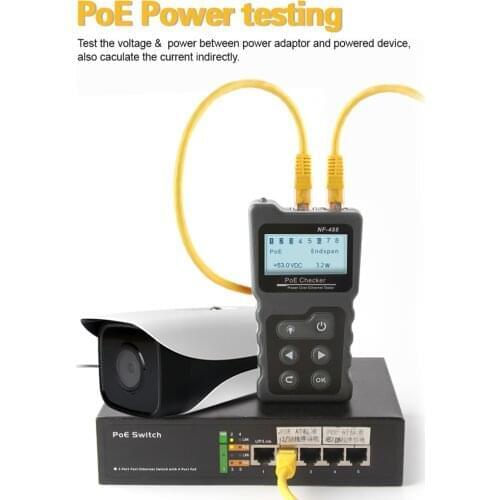 Multi-functional LCD Network Cable Tester PoE Checker Inline PoE Voltage and Current Tester with Cable Tester NF-488