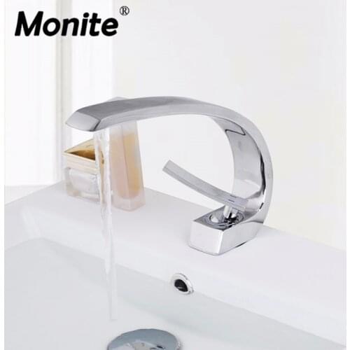 Monite Concise Bathroom Faucet Chrome finish Brass Basin Sink Faucet Single Handle water tap 9910 Polished Basin Mixer Tap