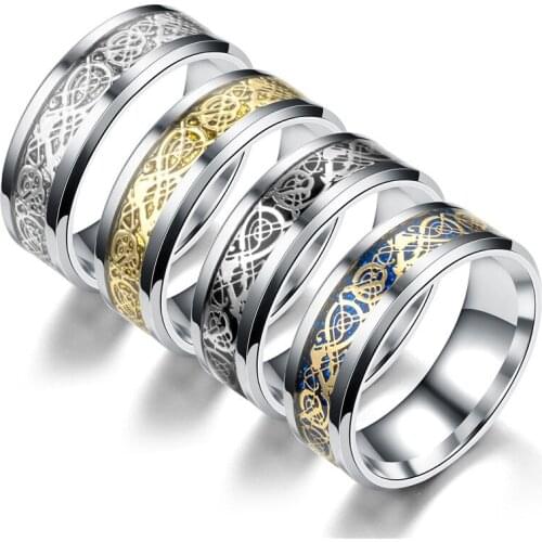 Ufine Titanium Steel New stainless steel Dragon Ring Stainless Steel Chinese Dragon Ring Ornament R028