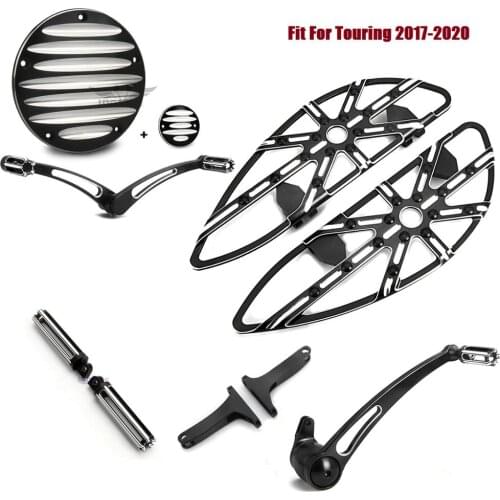 Derby timer cover Black front driver foot boards Brake shifter levers For harley 2017-2019 Tri Glide Ultra FLHTCUTG Freewheeler