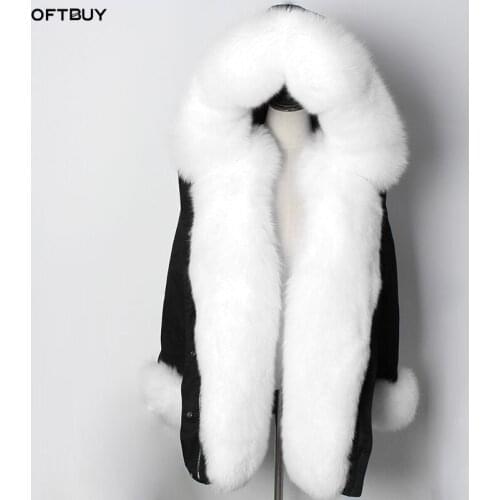 OFTBUY 2021 Long Parkas Winter Jacket Women Real Fur Parka Natural Fox Fur Liner Duck Down Coat Double Face Wear Streetwear New