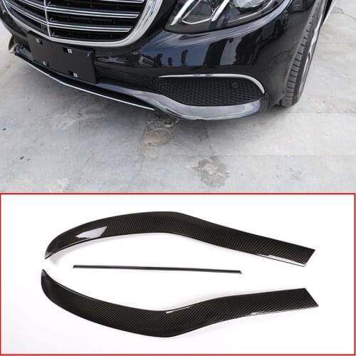 Front Bumper Plate 3 Pcs Carbon Fiber ABS Chrome For Mercedes Benz E Class W213 2016-2019 Car Accessories