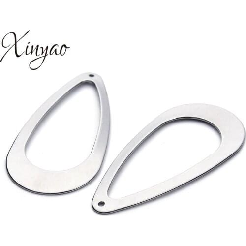 XINYAO 10Pcs/lot 25*50mm Stainless Steel Water Drop Pendant Hollow Charms Pendant For Diy Necklace Earring Jewelry Making