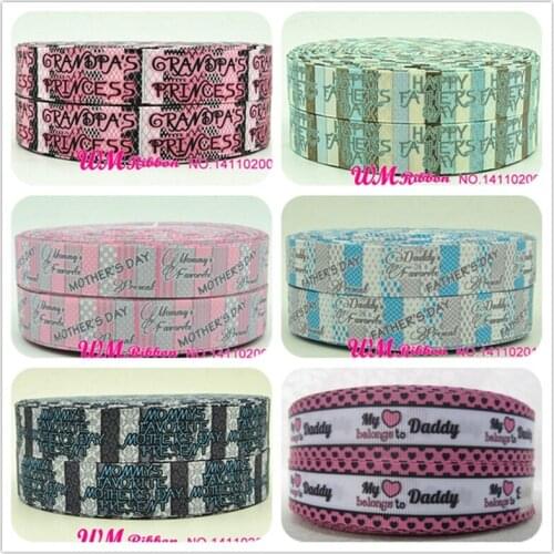 Q&N ribbon 7/8inch 22mm Mother and Father Day printed grosgrain ribbon 50yds/roll free shipping for hair bows or hair accessory