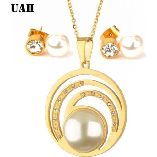UAH Hot Imitation Pearl Wedding Necklace Earring Sets Bridal Jewelry Sets for Women Elegant Party Gift Fashion Costume