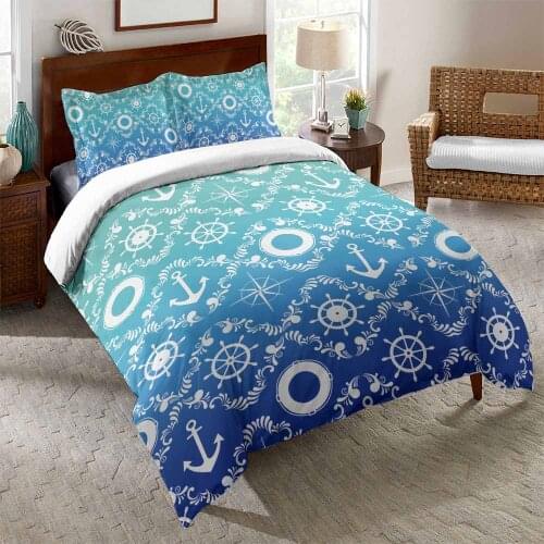 Light Green and Blue Anchor Bedding Set 3D Print Duvet Cover Sets Comforter Bed Linen Twin Queen King Single Size Dropshipping