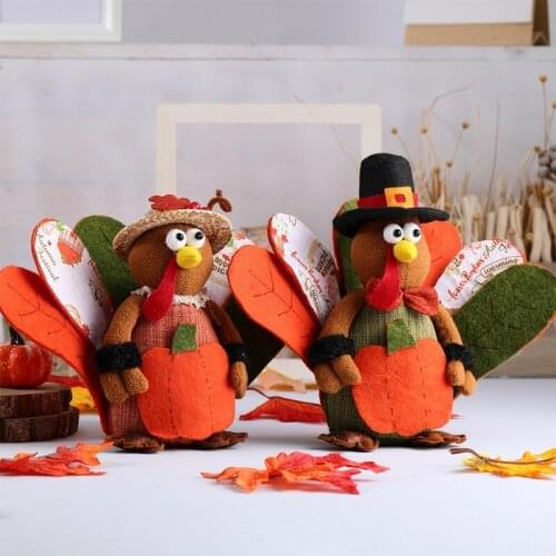 Pumpkin Turkey Styling Thanksgiving Doll Ornament Harvest Festival Dwarf Doll Ornaments Gnome Elf Home Farmhouse Kitchen
