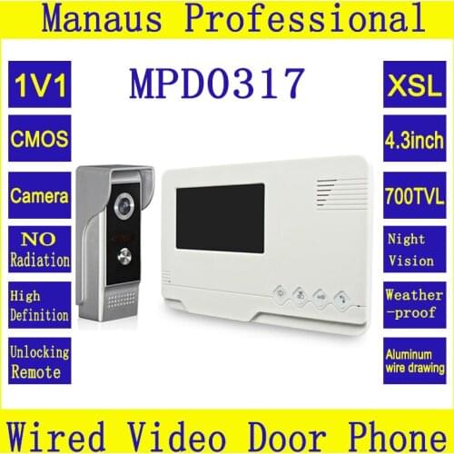4.3 inch TFT LCD Video Door Phone Doorbell with Camera Outdoor Waterproof Infrared Night Vision Intercom for Private House D0317