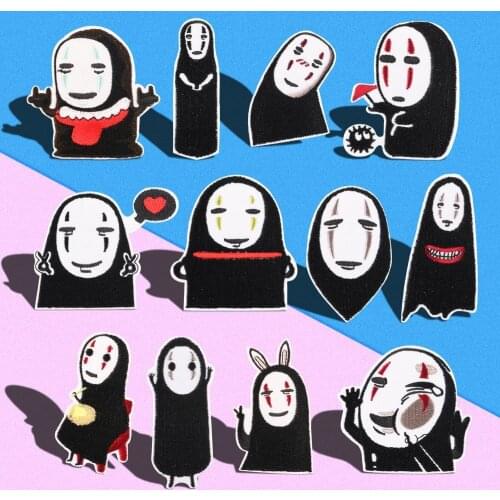 Japanese anime Spirited away Movie Faceless Man Patches Iron on Clothes Appliques Embroidery for Backpack Clothing accessories