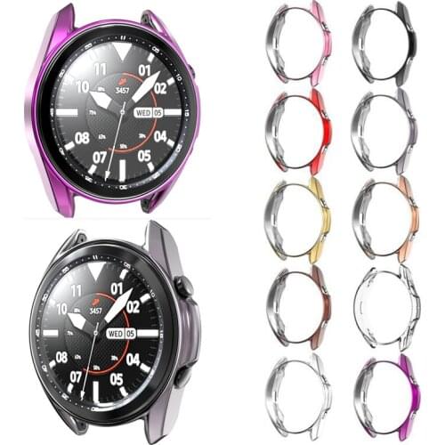 TPU Soft Full Screen Glass Protector Edge Case Shell Frame For Samsung Watch3 Galaxy Watch 3 41mm/45mm Protective Bumper Cover