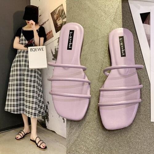 Women Slippers Summer Sandals New Style Flat Bottom Fashion Flip-flops Candy Color Trend Beach Sandals And Slippers Women
