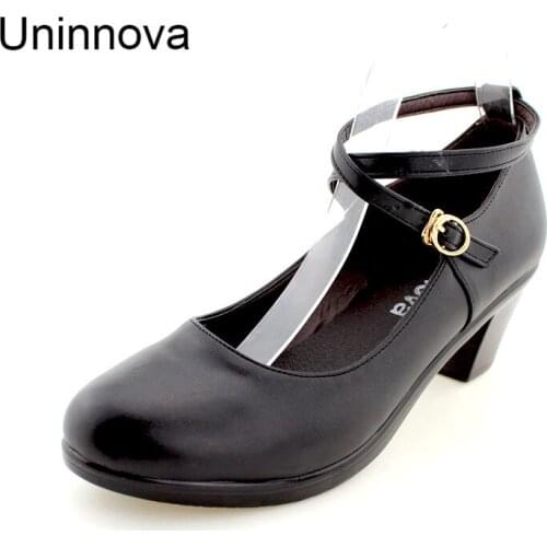 Womens Split Leather Platform Super High Heels Buckle Ankle Punops Office Lady Pumps Court Shoes Plus Size 43 WP067