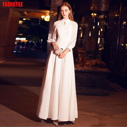 Muslim long sleeves Prom party Dresses Vestido de Festa robe de mariee robe communion fille robe chiffon evening party dresses