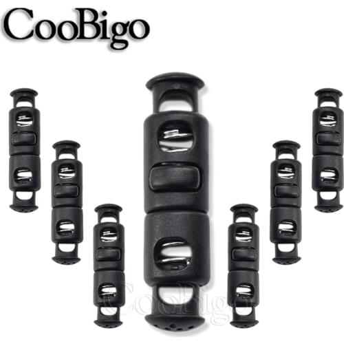 10pcs 2 Hole Plastic Black Cord Lock Stopper Toggle Clip for Hat Clothes Rope Shoelace Clamp DIY Garment Paracord Accessories