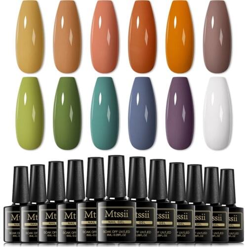 12pcs Bright Color Gel Polish Set Kits Semi Permanant Colorful Nail Gel Polish DIY Soak Off Nail Art Gel Hybrid Varnishes Polish