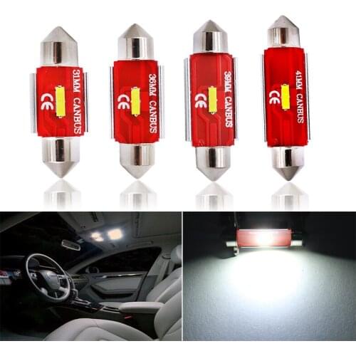 2pcs Festoon CSP LED Bulbs 31mm 36mm 39mm 41mm C5W C10W Super Bright Car Dome Light Canbus No Error Auto Interior Reading Lamps