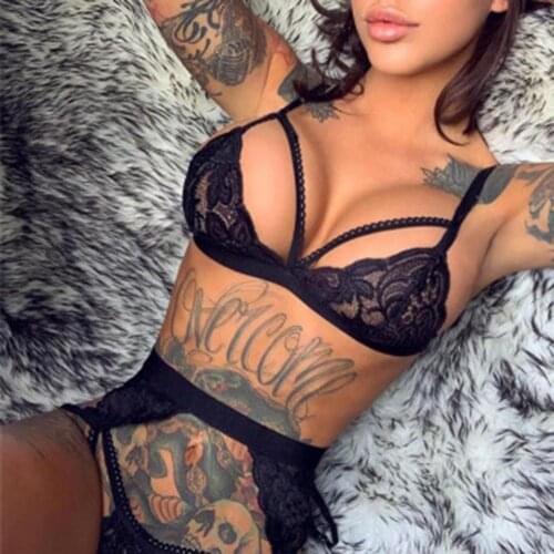 3Pcs/Set Underwear Close-fitting Visual Experience Spandex See-through Bra Three-piece Suit Sexy Transparent Erotic Lingeries