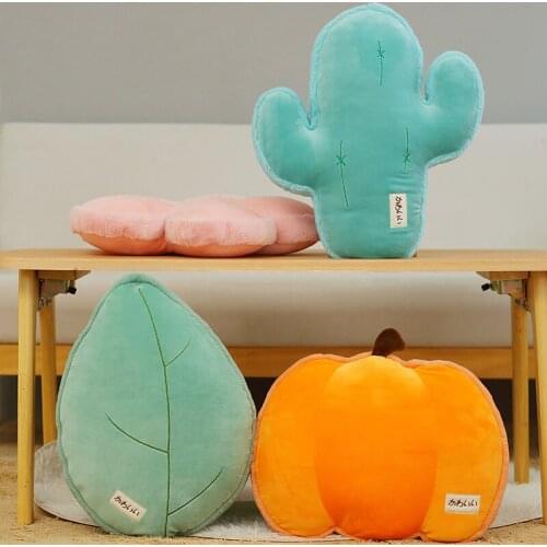 45cm Lifelike Pumpkin Flowers Cactus Leaves Stuffed Plant Plush Toys Kawaii Home Bedroom Bed Long Pillow Girl Sleeping Hug Doll