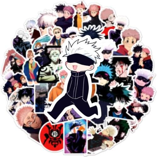 50pcs/set Anime Jujutsu Kaisen Graffiti Stickers for Laptop Skateboard Bike Helmet Luggage Motorcycle Waterproof Decal Toys