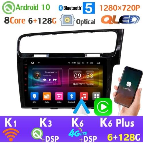 6G+128G 1280*720P Android 10.0 Car GPS Radio Player For Volkswagen VW Golf 7 MK7 RHD auto Head Unit 4G LTE WiFi SPDIF AHD 1080P