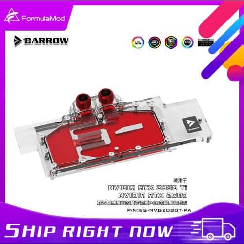 Barrow BS-NVG2080T-PA, LRC RGB v2 Full Cover Graphics Card Water Cooling Blocks, For Founder edition Nvidia RTX2080Ti/2080