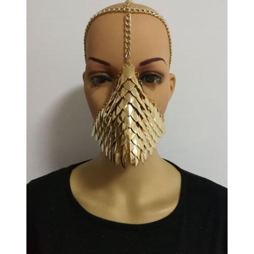 Head chains punk metal mask head chains accessories