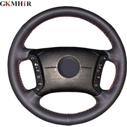 GKMHiR Black Hand-Stitched Artificial Leather DIY Car Steering Wheel Cover for BMW E46 318i 325i E39 X5 E53 Steering Wheel Cover