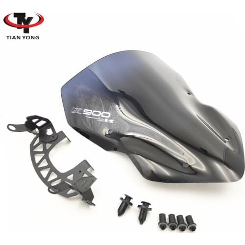 Motorcycle Double Bubble Windshield WindScreen Screen For 2017 2018 2019 Z900 Z 900 ZR900 Black Iridium Smoke 17 18 19
