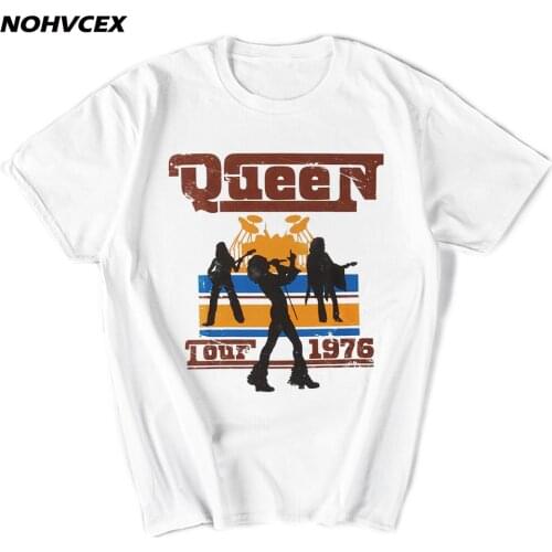 Rock Band QUEEN Printed Femme Mens Tshirt Fashion Harajuku Brand Tops Tee Casual Street Wear Short Sleeve Shirts