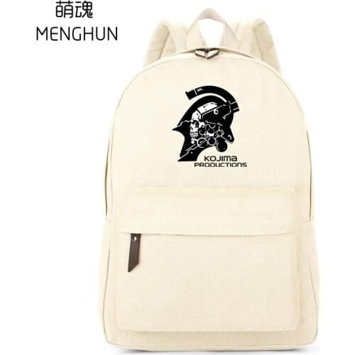 Canvas backpacks death stranding game fans backpack white canvas durable material backpack school bag