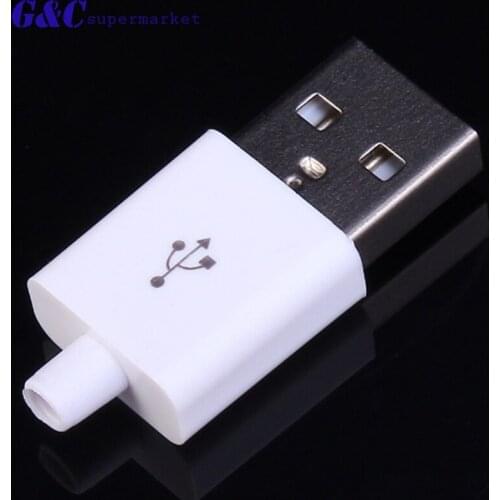 10PCS Male USB Connector Kit 5P 5pin USB 2.0 Plug Type A DIY Components White