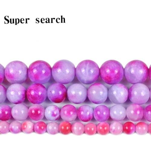 Chalcedony Loose Stone Beads For Jewelry Making DIY Bracelet woman Necklace6/8/10/12mm Natural Purple and red Jades Beads Round