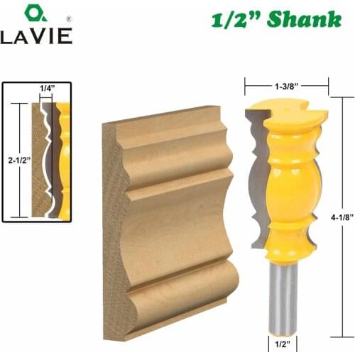 LA VIE 1/2" 12mm Shank 12.7mm Large Line Knife Crown Molding Router Bit Tenon Cutter For Wood Woodworking Milling Cutter MC03117