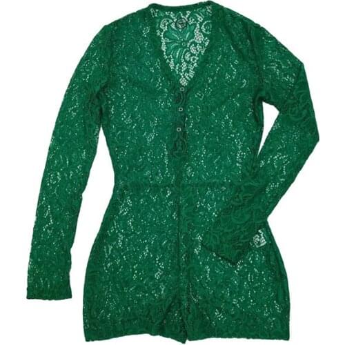 Summer Sexy Women Ladies Lace Mesh Romper Jumpsuits Home Wear V-neck Bodycon Button Long Sleeve Leotard Playsuit Bodysuits