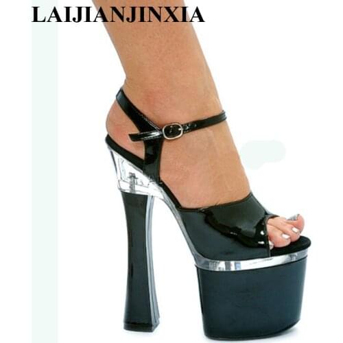 LAIJIANJINXIA HOT SALE 18cm Sexy High Heels Sandals Women 7 Inch Spool Heels Platform High-Heeled Shoes Pole Dancing Dance Shoes