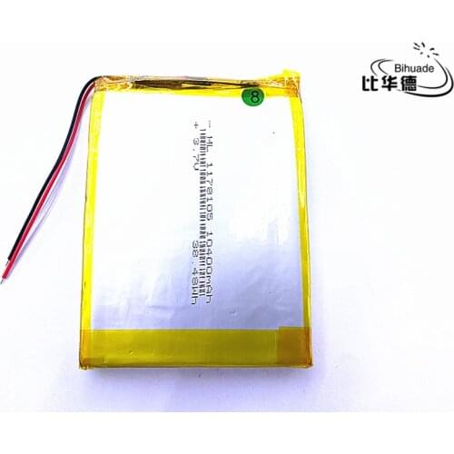 1pcs Liter energy battery rechargeable lipo battery cell 3.7 V 1178105 10400 mah tablet lithium polymer battery