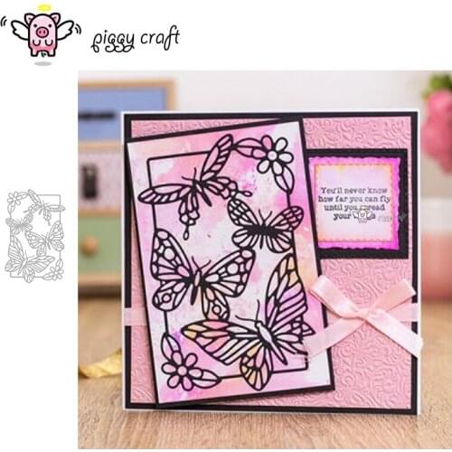 Piggy Craft metal cutting dies cut die mold Butterfly flower frame Scrapbook paper craft knife mould blade punch stencils dies