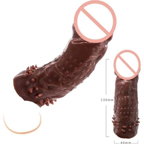 Reusable Condoms With Spikes For Enlargement Penis Sleeve Sex Products For Adults Extender Cock Rings Condones Intimate Goods