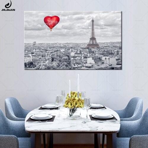JHLJIAJUN Wall Picture Canvas Painting Poster Wall Art Print Paris City Hot Air Balloon Painting Home Decor For Living Room