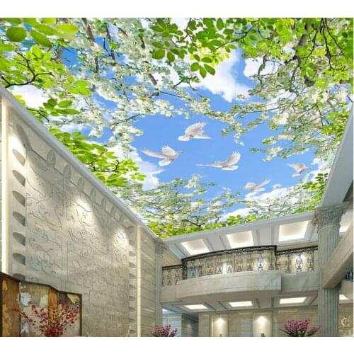 3d room wallpaper custom mural non-woven wall sticker 3 d Flower garden pigeon sky ceiling mural photo wallpaper for walls 3d