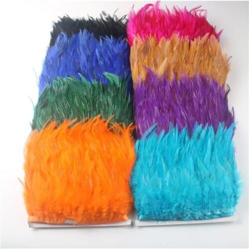 The New 10 Yard /lot Rooster Feathers Trims Trim for Carnival costume Clothing Wedding Party dress feathers for crafts