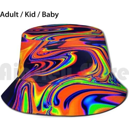 Iridescent Marble Bucket Hat Adult kid baby Beach Sun Hats Iridescent Abstract Hologram Beyonce Bruins League Europa