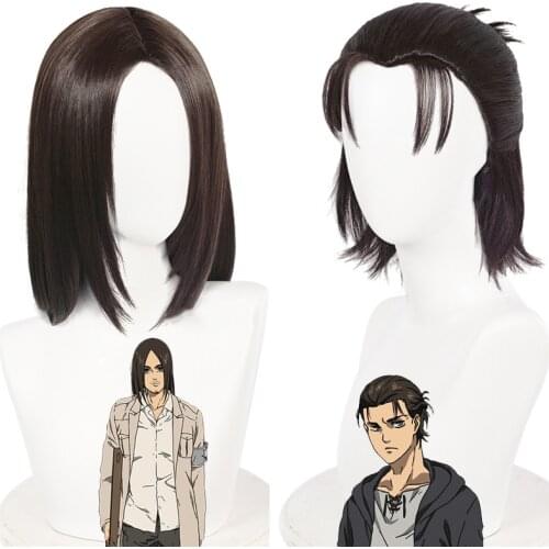 The Final Season Attack on Titan Eren Jaeger Cosplay Wig Brown Heat Resistant Synthetic Hair 2 Types Wigs + Wig Cap