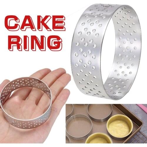 1pc 6x2cm Stainless Steel Perforated Tart Ring Mousse Mold Pie Cake Mold Professional Kitchen Baking Tool