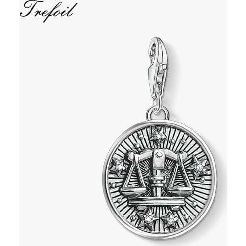 Zodiac Sign Libra Charms Pendant,2019 New Fashion Jewelry 925 Sterling Silver Trendy Gift For Women Men Fit Bracelet Necklace