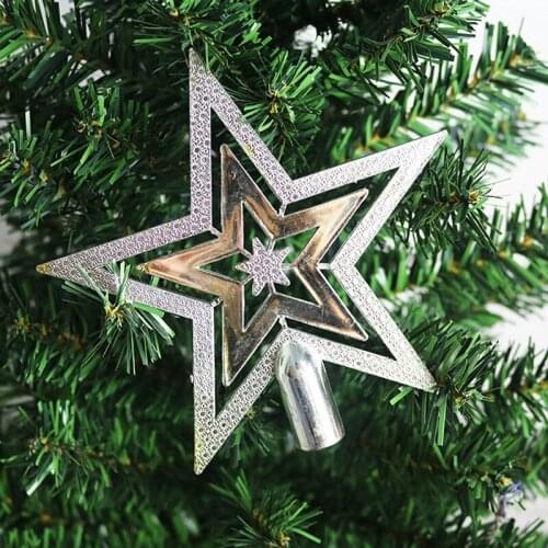 Merry Christmas Golden Star 3D Five Point Star Christmas Tree Top Star Christmas Home Desktop Topper Christmas Decoration