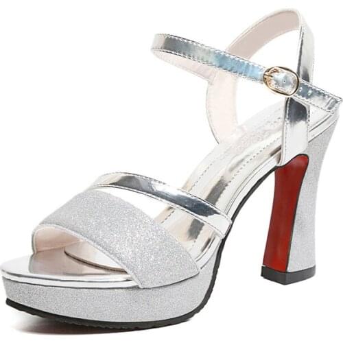 Ladies Sandals High Heels Shoes Female Wild Thick With Thick Bottom Fish Mouth Waterproof Platform Word Buckle Womens Shoes