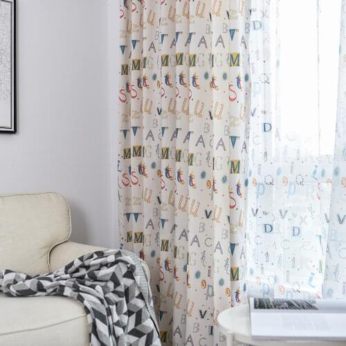 Modern Curtains for Living Dining Room Minimalist Cute Curtains for Kids Cartoon Alphabet Print Baby Children Boys Girls Bedroom