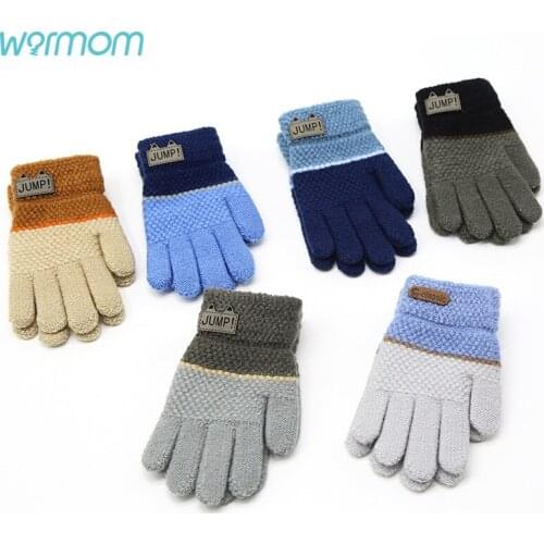 Warmom for 4-7Y Childrens Gloves Winter Warmth Thickened Full Finger Gloves Kid Student Mittens for Winter Sports Skiing Gloves