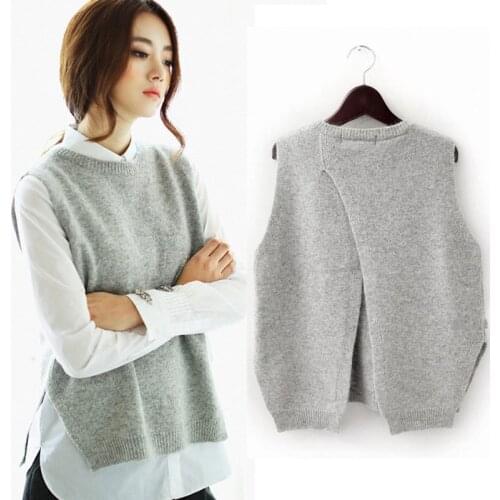 Spring and Autumn New Cashmere Vest Woman O-Neck Pullover Sweater Korean Fashion Knit Plus Size Vest Waistcoat T-shirt Jacket